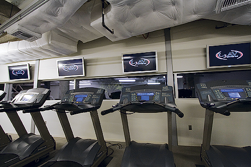 Extron twisted pair products are used to route signals to rooms throughout the building, including meeting rooms, the cafeteria, and even the fitness center