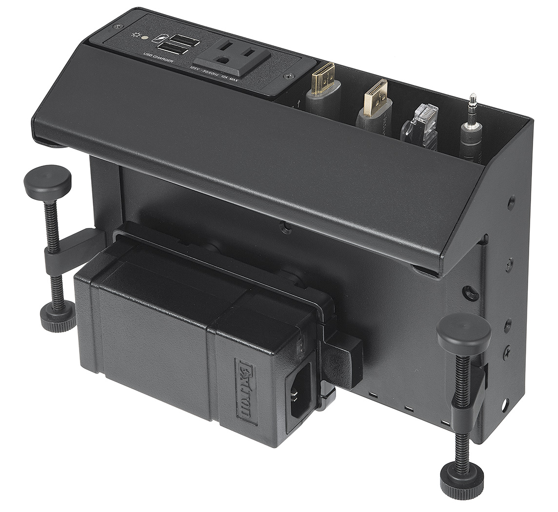 Accommodates two double-space AAP™ AV Connectivity Modules, Cable Pass-Through Brackets for up to eight AV cables, or three Retractor cable retraction modules