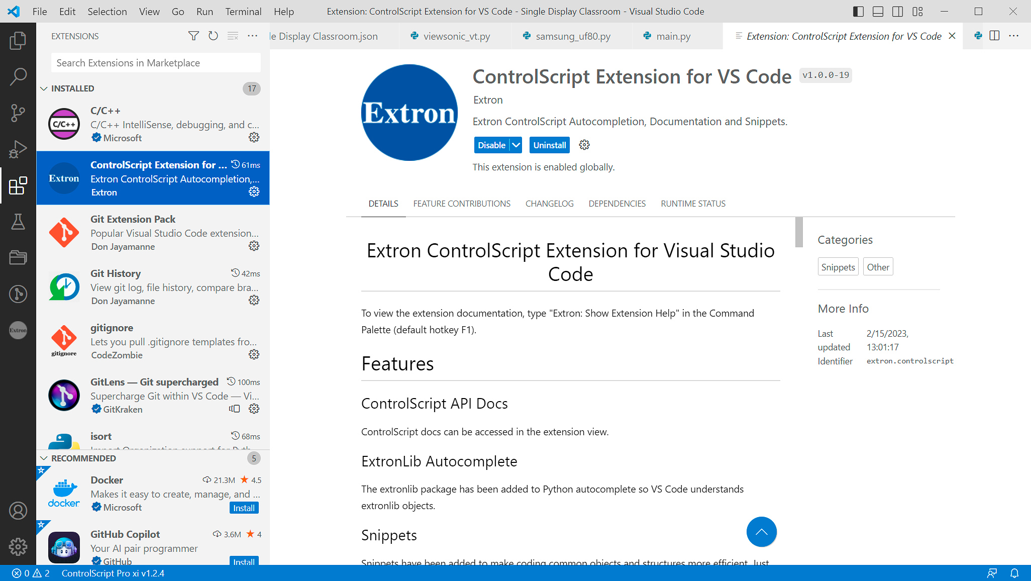 ControlScript Extension for VS Code 
