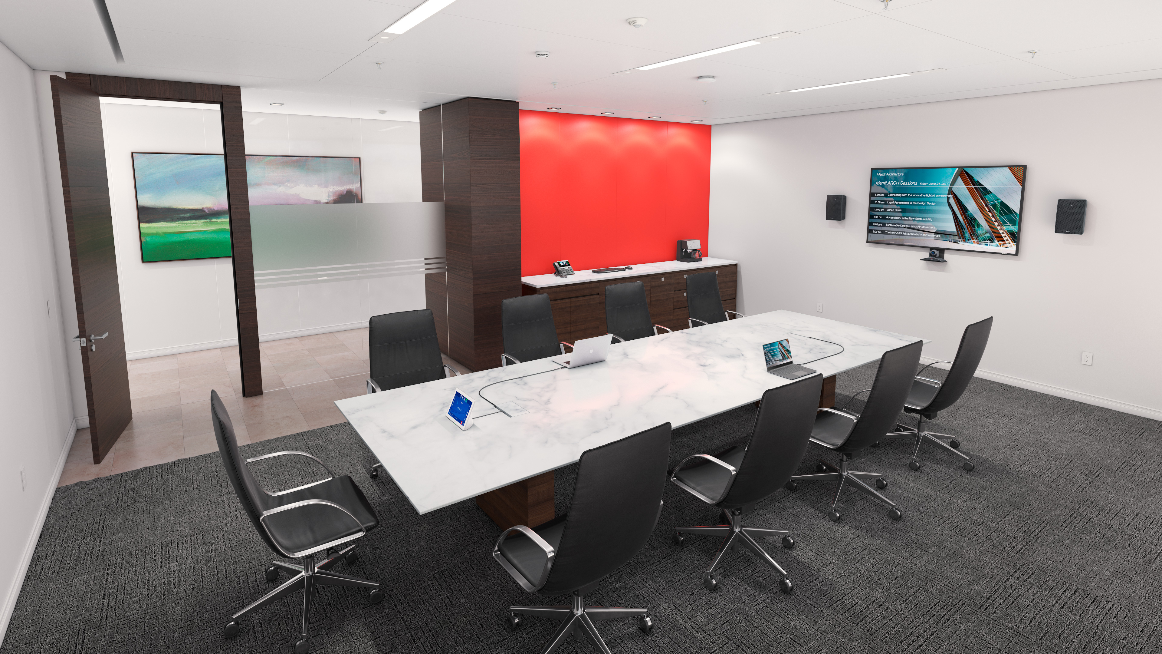 Cable Cubby 1252 MS creates a transition-free, nearly invisible appearance when closed, complementing any high end boardroom or meeting room furniture