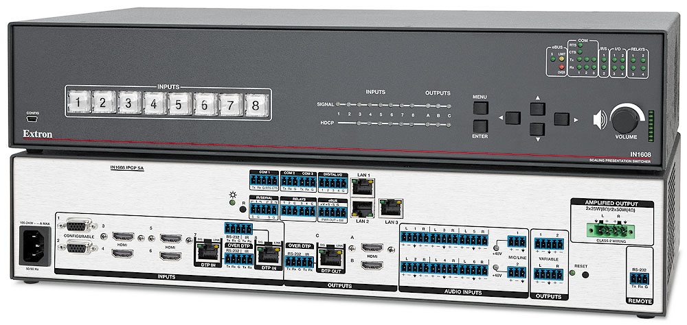 IN1608 IPCP SA - Control Processor and Stereo Power Amplifier<p class="text-error small-text">Extron XTP DTP 24 shielded twisted pair cable is strongly recommended</p>