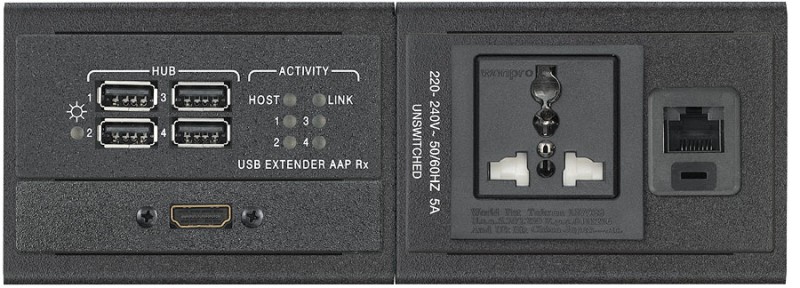 TMK 130 AAP shown with USB Extender AAP Rx, HDMI AAP, and Universal AC Net AAP, sold separately