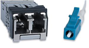 Figure 4: LC style connector dual receptacle and single male plug.