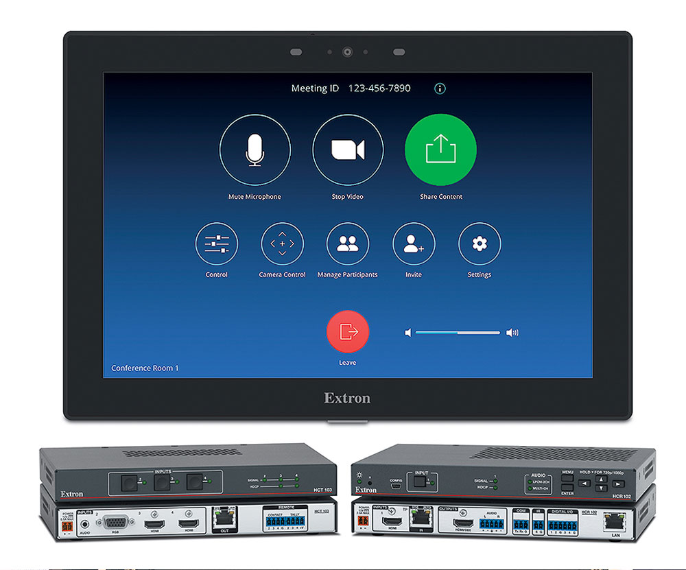 The HC 404 with Zoom meeting collaboration system provides the familiar Zoom user interface and control of the AV system.