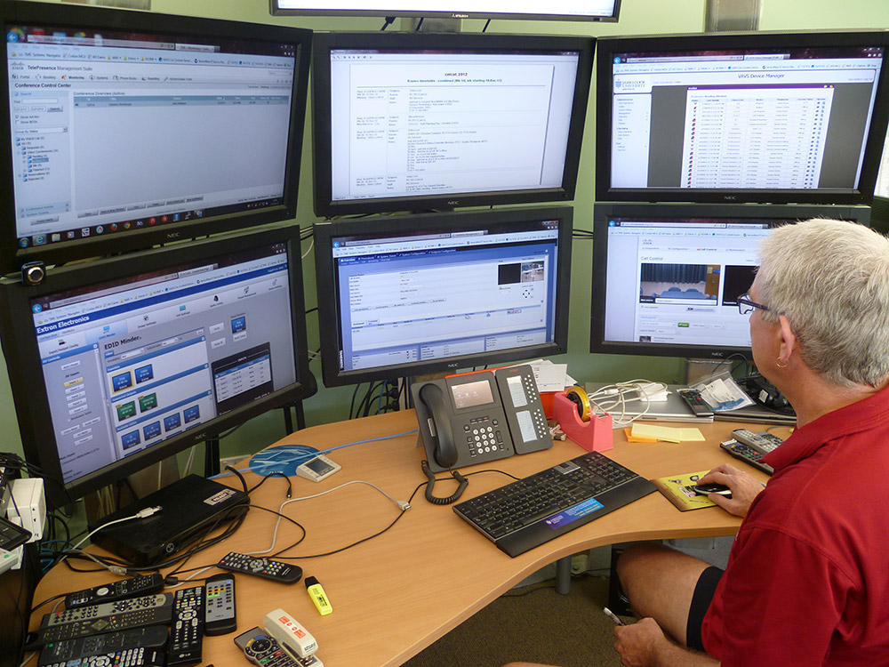 The Help Desk is able to monitor and control the systems via Ethernet.