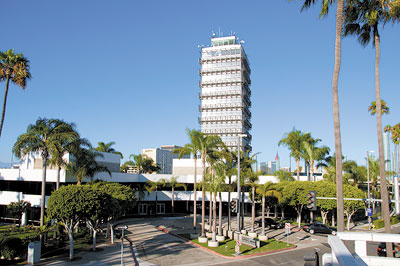 Erected in 1961 to serve as the original LAX control tower, the 12-story Clifton A. Moore Administration building now serves as LAWA headquarters.