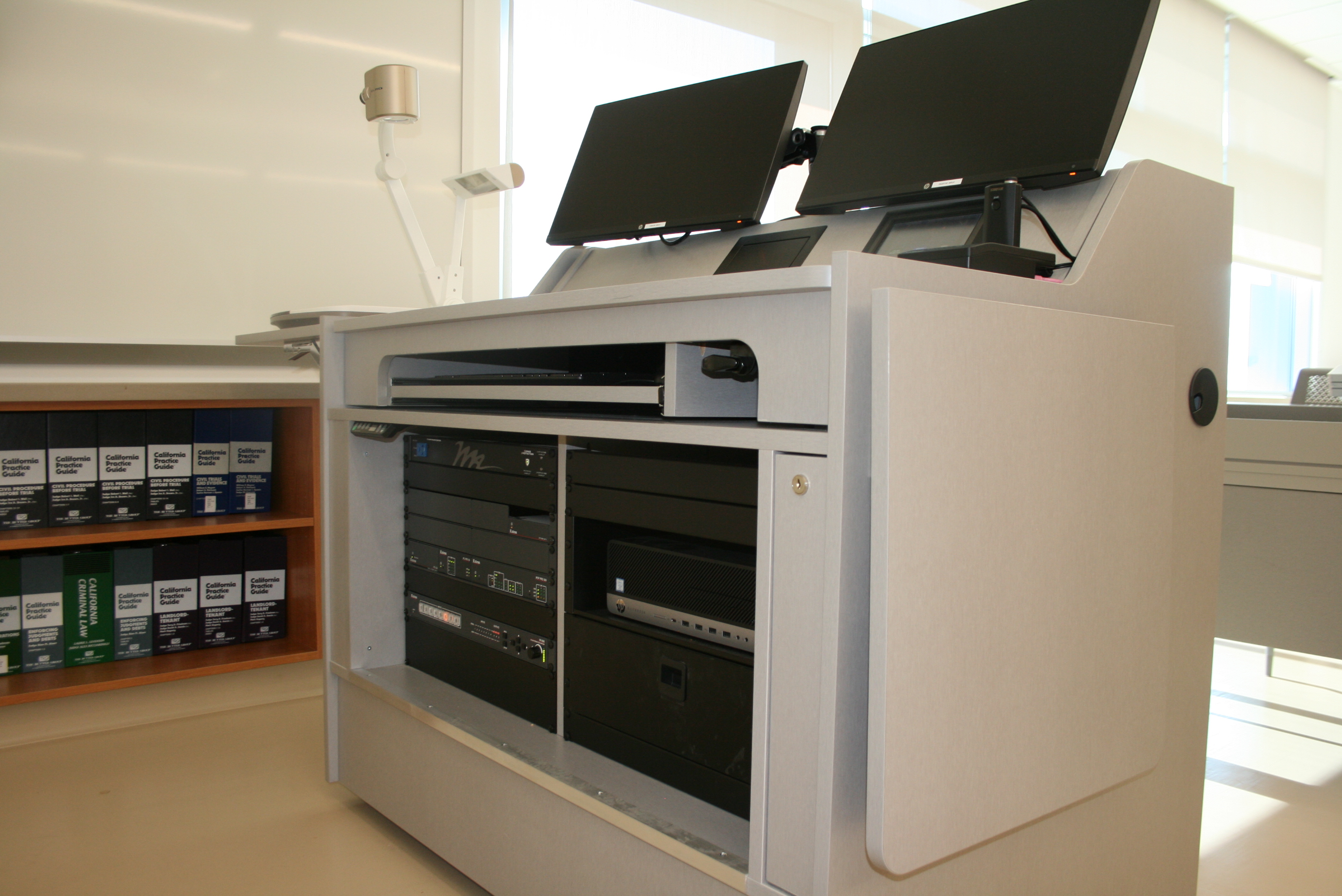 ADA-compliant teaching station with AV system components