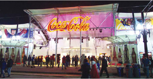 The Coca‑Cola sponsorship tents were popular with Olympic spectators and Salt Lake City residents