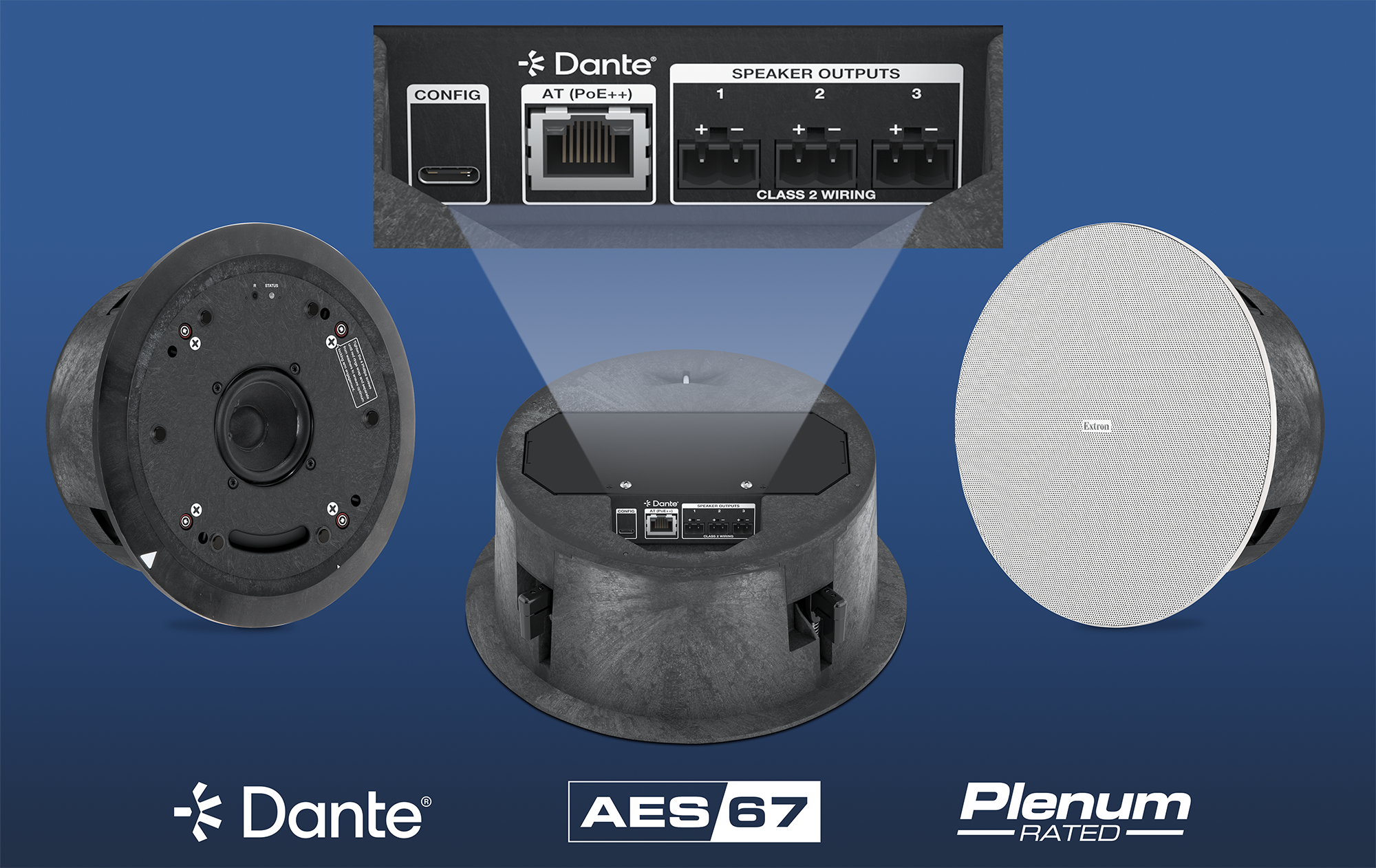 Extron Ships New PoE Powered Ceiling Speaker System with Dante and DSP ...