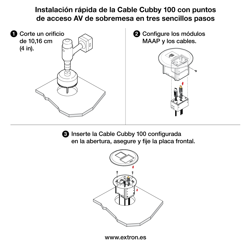 Instalación con Cable Cubby Diagram