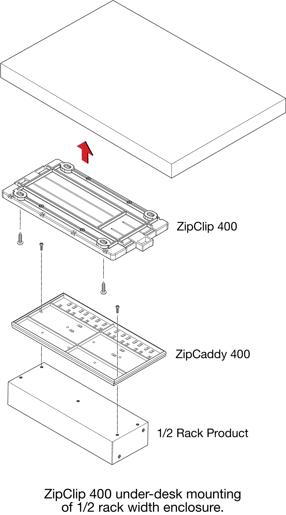 ZipClip 400 Under Desk Mount Diagram