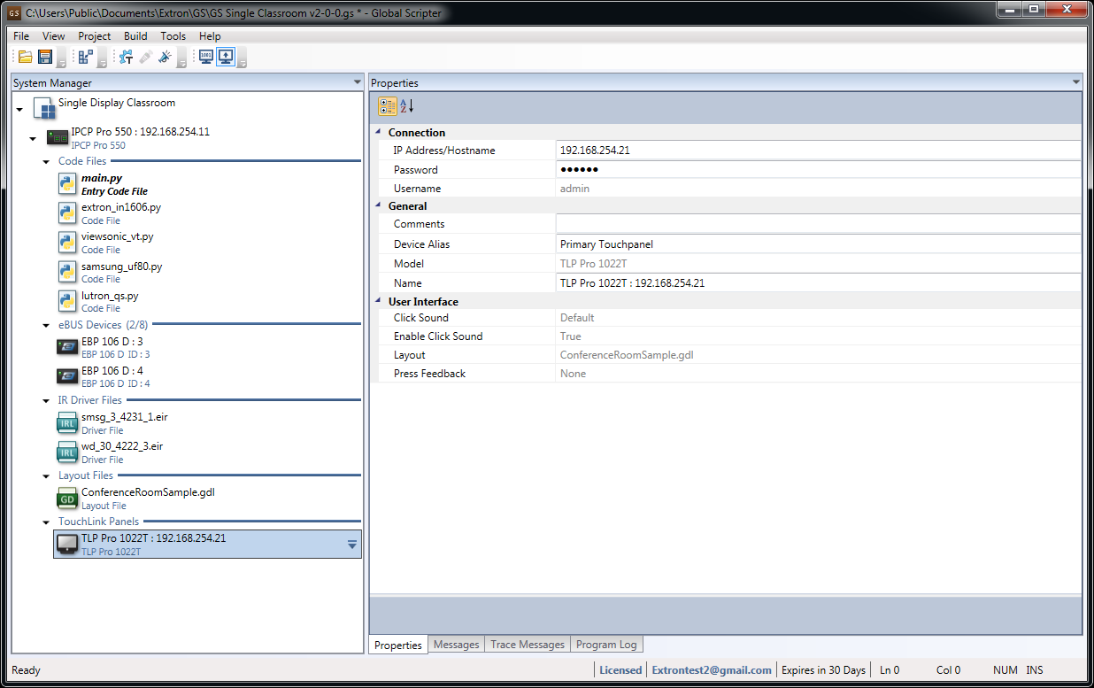 Global Scripter Software Extron