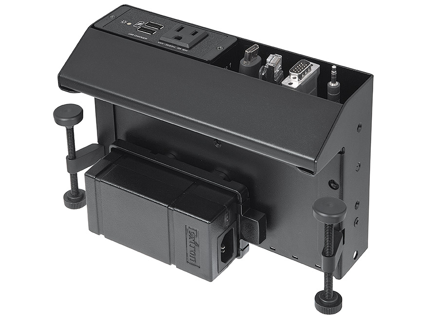 AVEdge accommodates two AAP modules and/or three Retractor cable modules, or four AV cables each connectivity bracket; AAP modules, Retractor modules, and cables sold separately