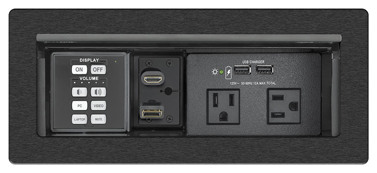 CCM 155 Mounting bracket accommodates Extron Flex55 connectivity and control modules; sold separately