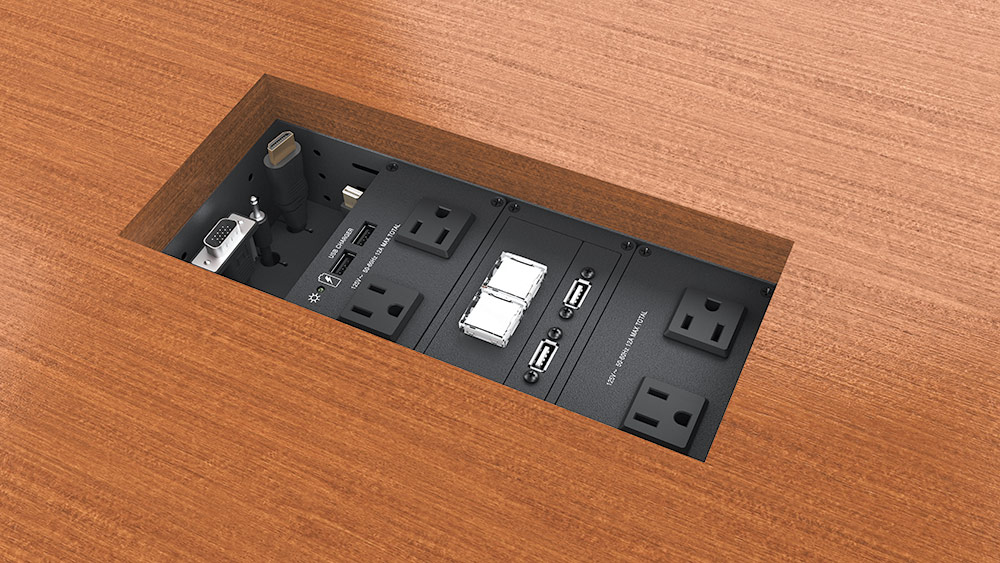 Cable Cubby 650 UT enclosures can be ganged together for a nearly endless selection of AV connectivity 