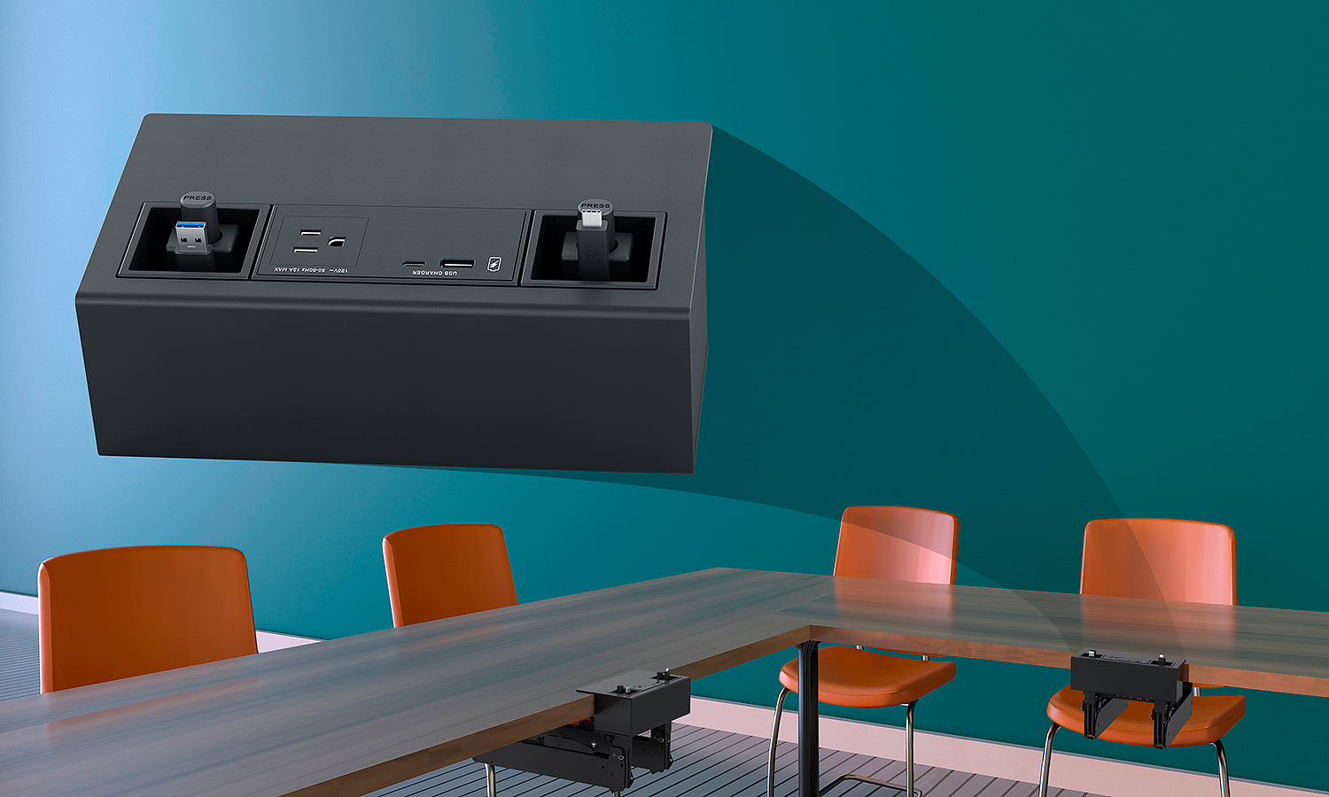 Cable Cubby F55 Edge lets you place semi-permanent AV connectivity, control, and power wherever you need it