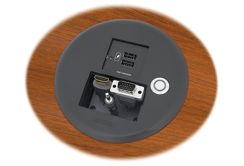 Cable Cubby 100 is ideal as a single user access point; Switch Kit and AV cables sold separately