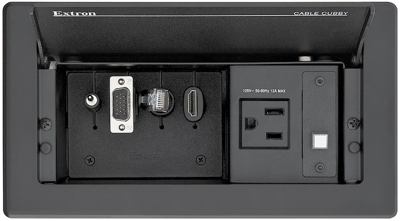 The Cable Cubby 202 US includes an opening for one MAAP – Mini Architectural Adapter Plate