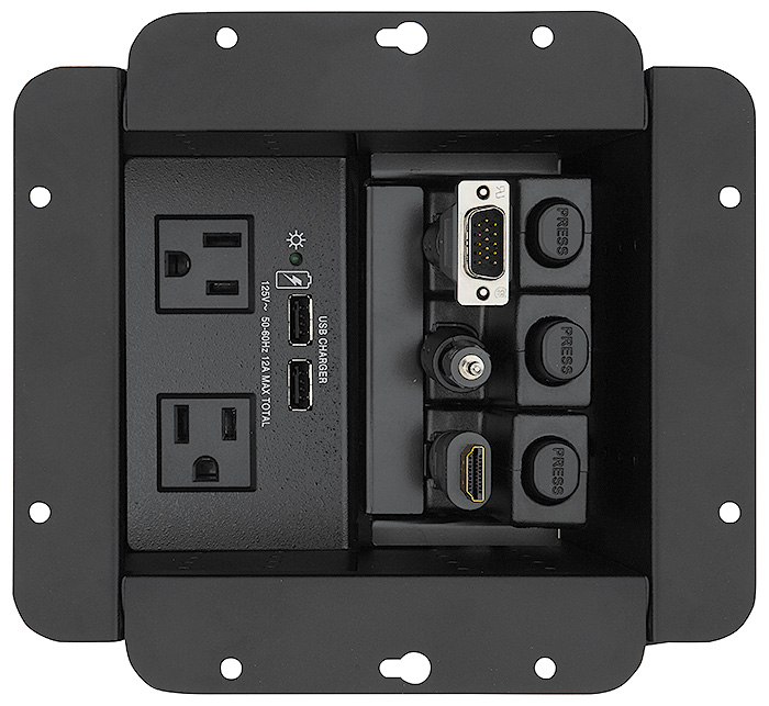 Enclosure mounts below the finished surface and supports installations requiring open-access or a matching, custom-fabricated lid