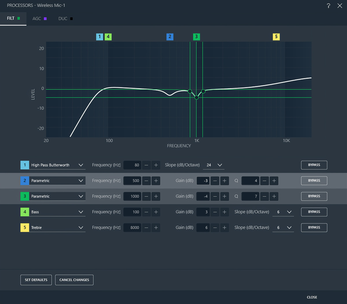 Filter and EQ interface