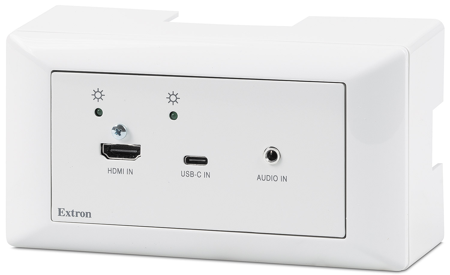EWB 212 external wall box shown with optional Extron products
