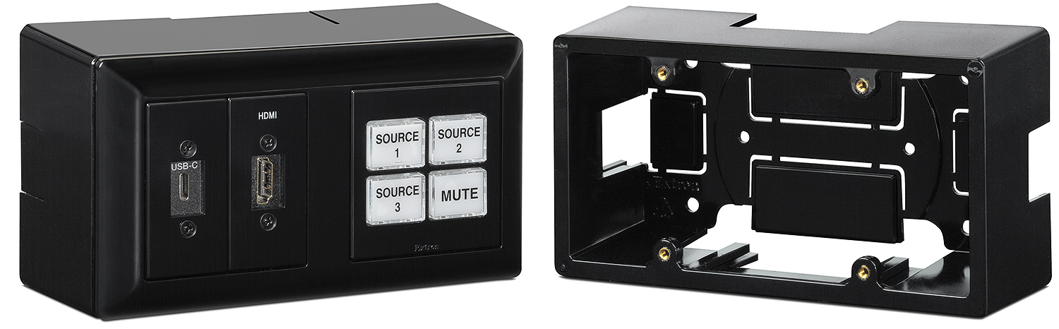 EWB 212 is compatible with black two-gang Flex55 and EU modules such as NBP 104 EU and MLC EU control modules
