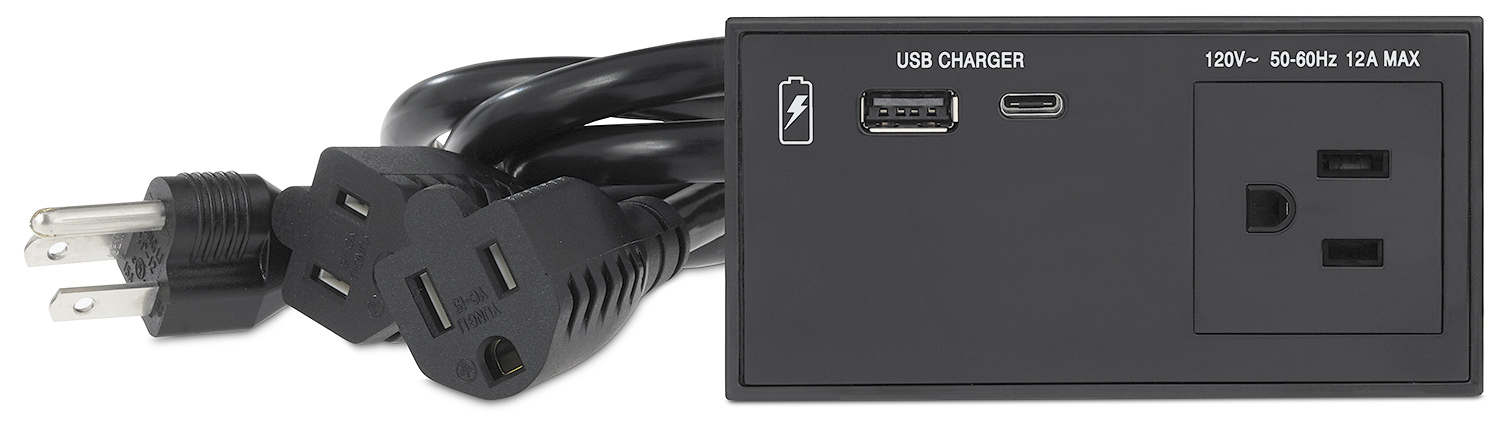 Flex55 AC+USB 130 US features one US AC outlet, one USB Type-C, and one USB Type-A outlet; PN 60-1945-02