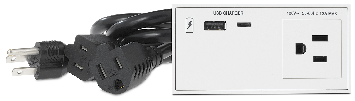 Flex55 AC+USB 130 US features one US AC outlet, one USB Type-C, and one USB Type-A outlet; PN 60-1945-03