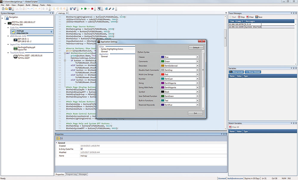 Global Scripter Software Extron