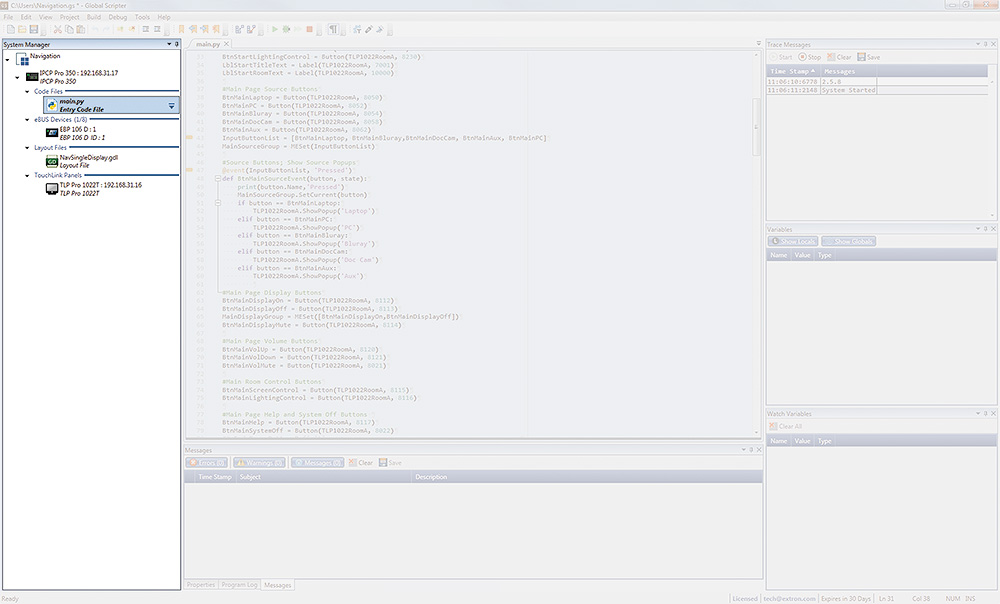 System Manager Window