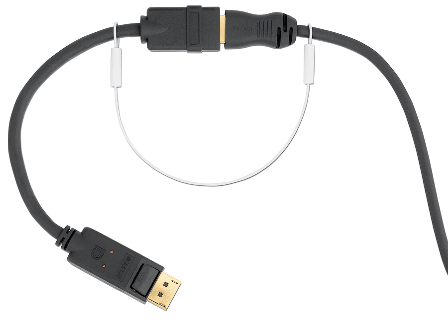 LockIt® Cable Adapter Tether – Shown installed with DPM-HDMIF and HDMI Ultra Series cable; not included