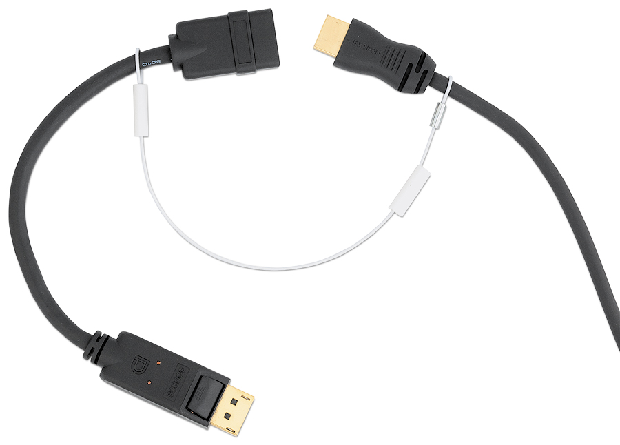 Brida para cables adaptadores LockIt® – Se muestra en un cable DPM-HDMIF y de la serie HDMI Ultra; no incluidos