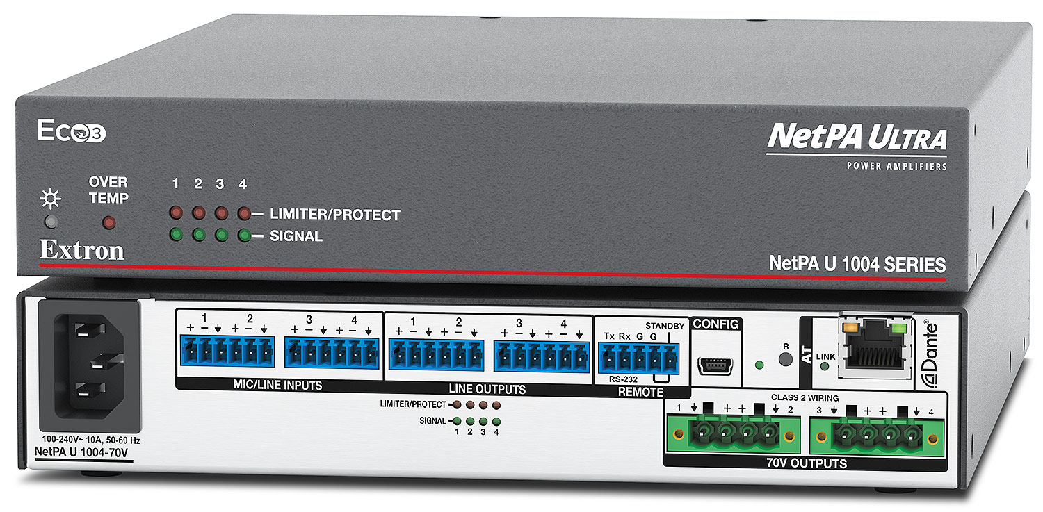 NetPA U 1004-70V – 4 Channels, 100 watts – 70 volts