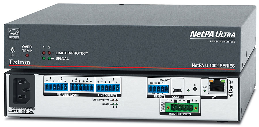 NetPA U 1002-100V – 2 Channels, 100 watts – 100 volts