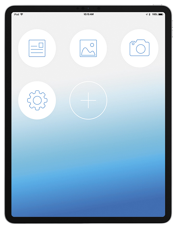 Home Screen of ShareLink app on an iPad