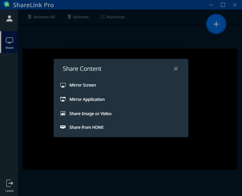 Several Sharing Options are Available from the ShareLink Pro software