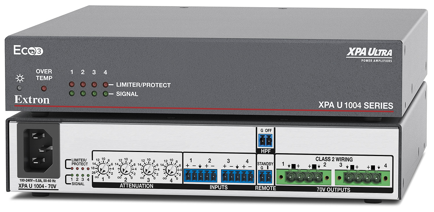 XPA U 1004-70V - Four Channels, 100 watts - 70 volts