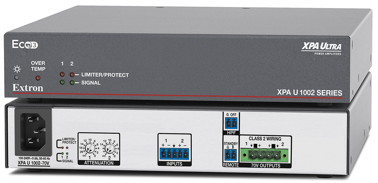 XPA U 1002-70V – Two Channels, 100 watts – 70 volts