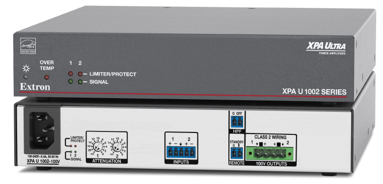 XPA U 1002-100V – Two Channels, 100 watts – 100 volts