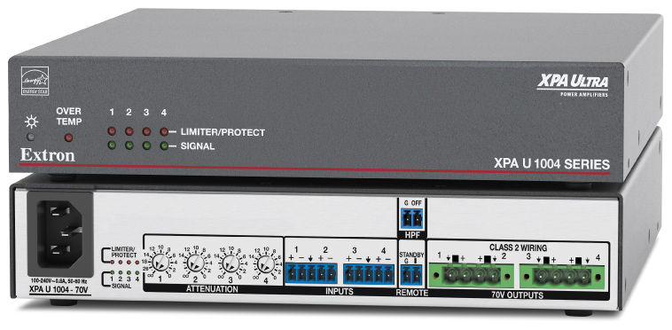 XPA U 1004-70V - Four Channels, 100 watts - 70 volts