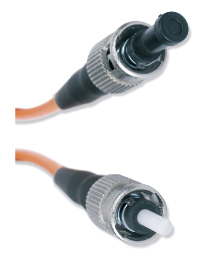 Figure 1: ST style connectors - booted black tip pictured above and unbooted below.