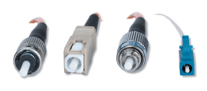 Figure 5: Shown in actual size: A connector size comparison between ST, SC, FC, and LC styles.