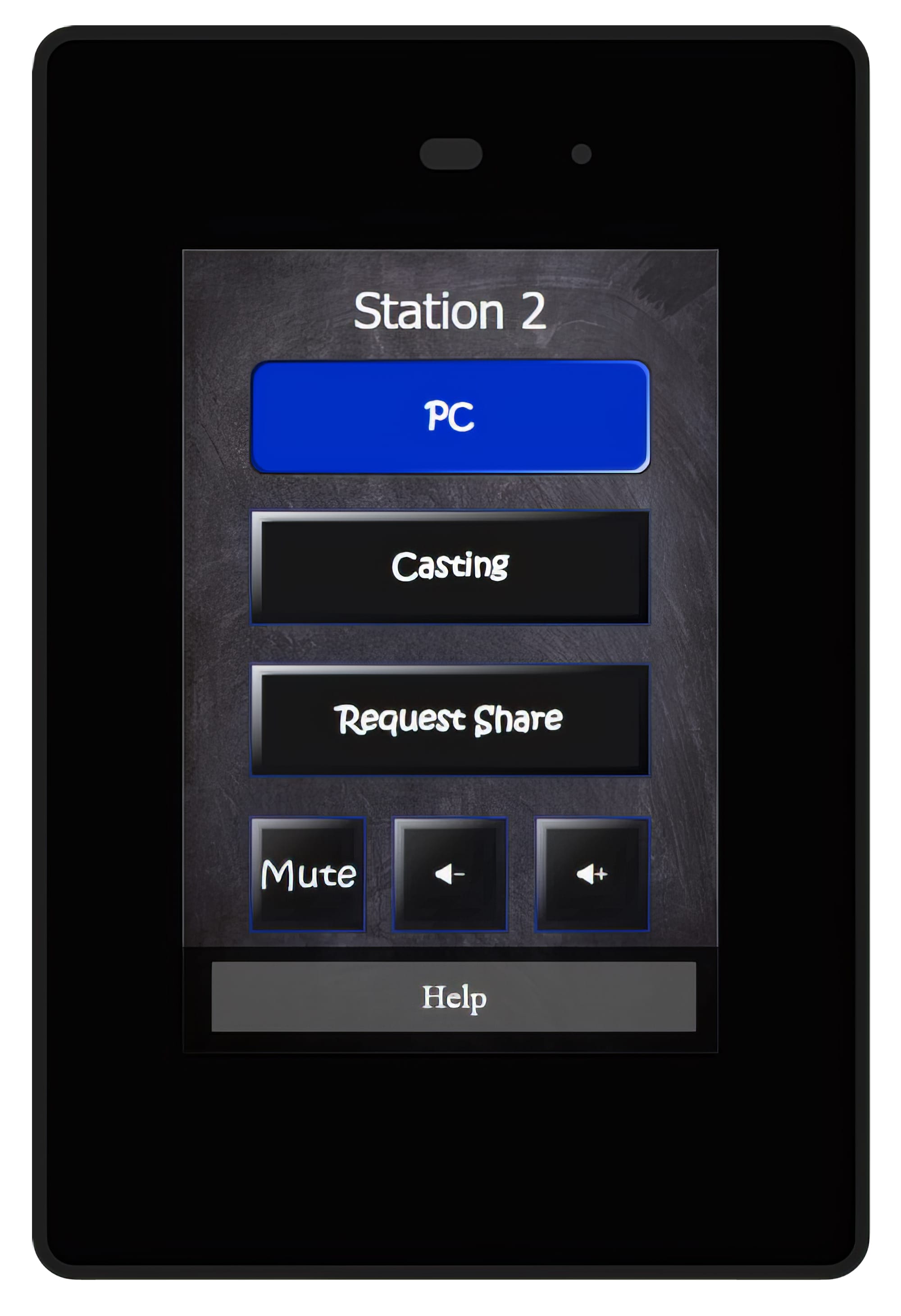 Un écran tactile 3” situé sur les stations 2 à 8 contrôle l'activité audiovisuelle de chacune d'entre elles. La station principale peut accorder à n'importe quelle station le contrôle intégral du système audiovisuel.
