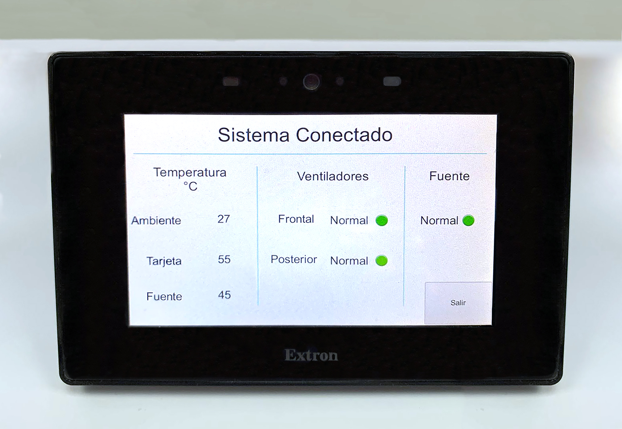 From the TouchLink Pro touchpanel in the Crisis Room, the operator can monitor the health of the videowall, including temperature, fan status, power, and more.