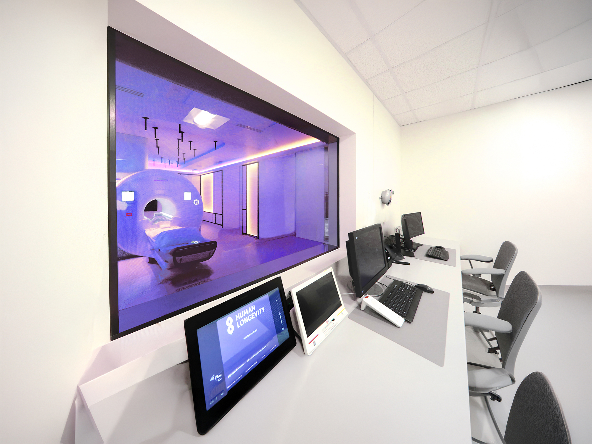 Completed MRI suite with integrated AV interface and observation control area, designed to maintain clinical workflow and patient comfort.