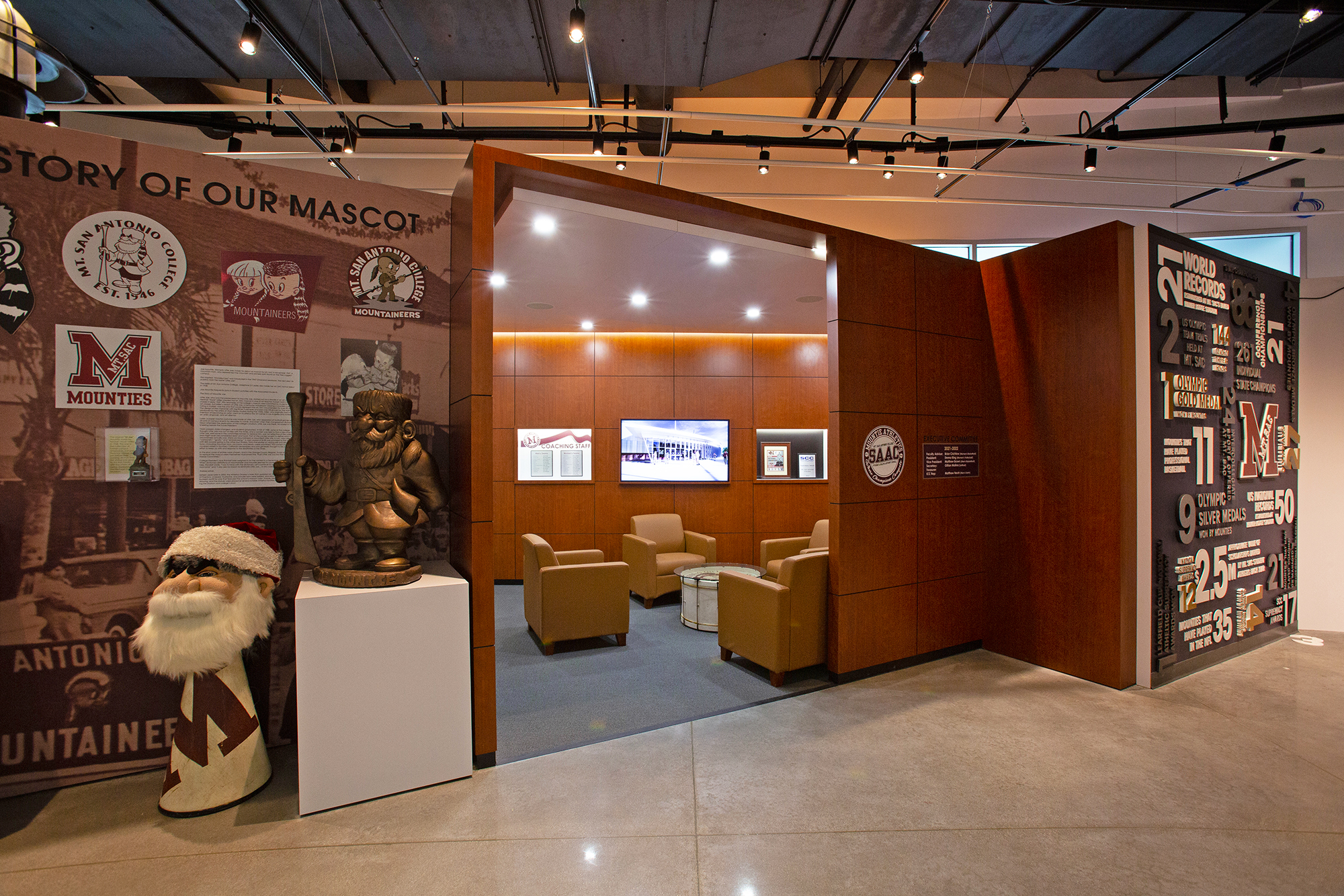 Displays in the exhibit area and alcoves of the third-floor Heritage Hall Museum provide glimpses into the long success of the Mt. SAC Mustangs sports endeavors.