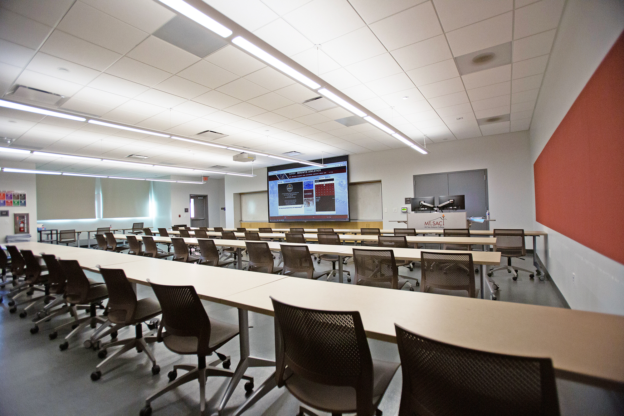 The stadium complex houses multiple active learning classrooms with flexible presentation systems. Some rooms can also display content shared over the XTP system backbone.