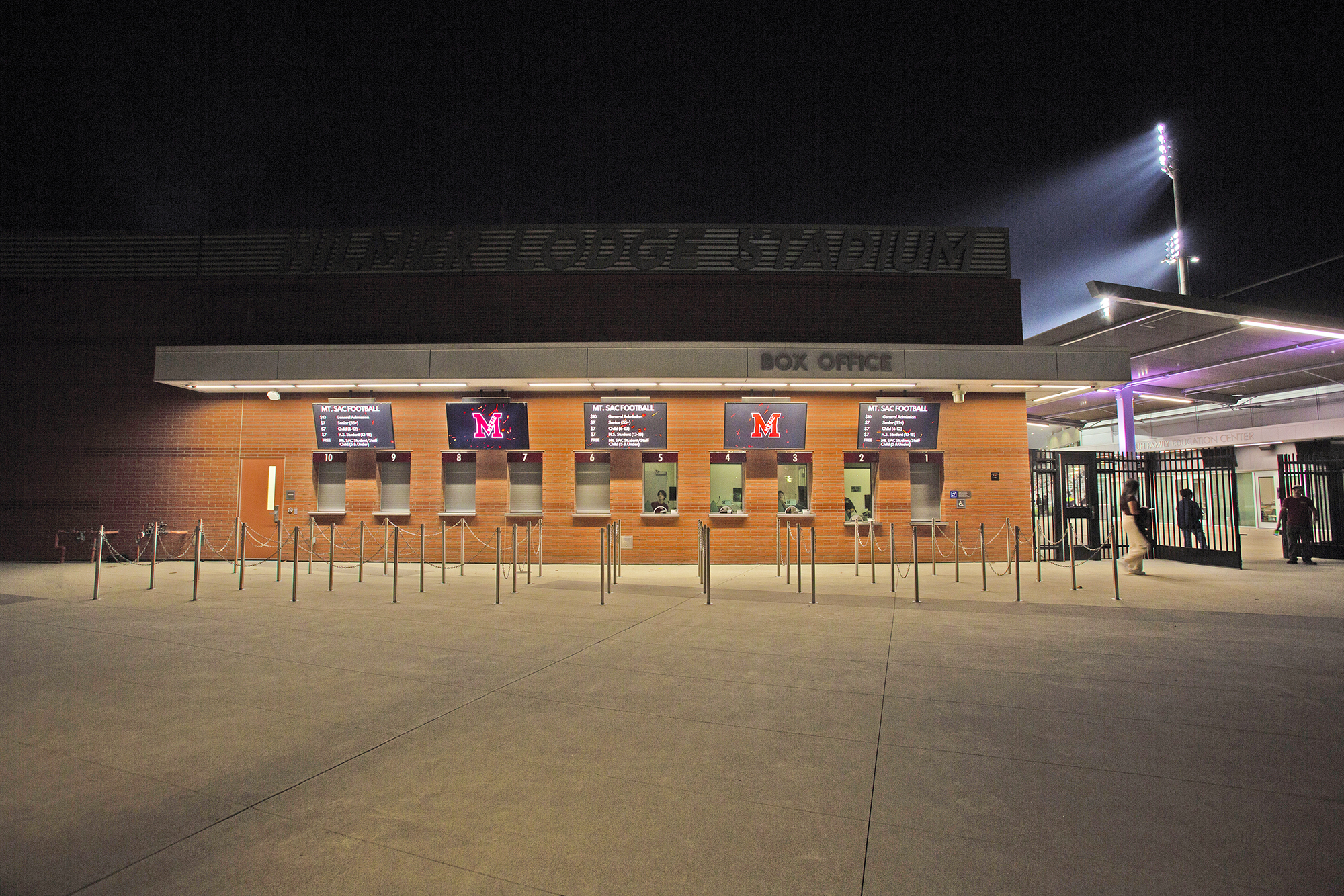 The refreshed box office on the ground level includes a variety of technology enhancements, including five digital signage displays.