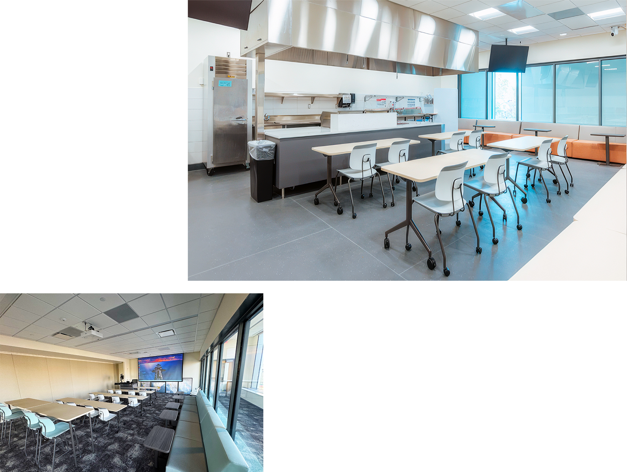 Lecture classrooms are directly adjacent to demonstration classrooms to put book learning into practice immediately.