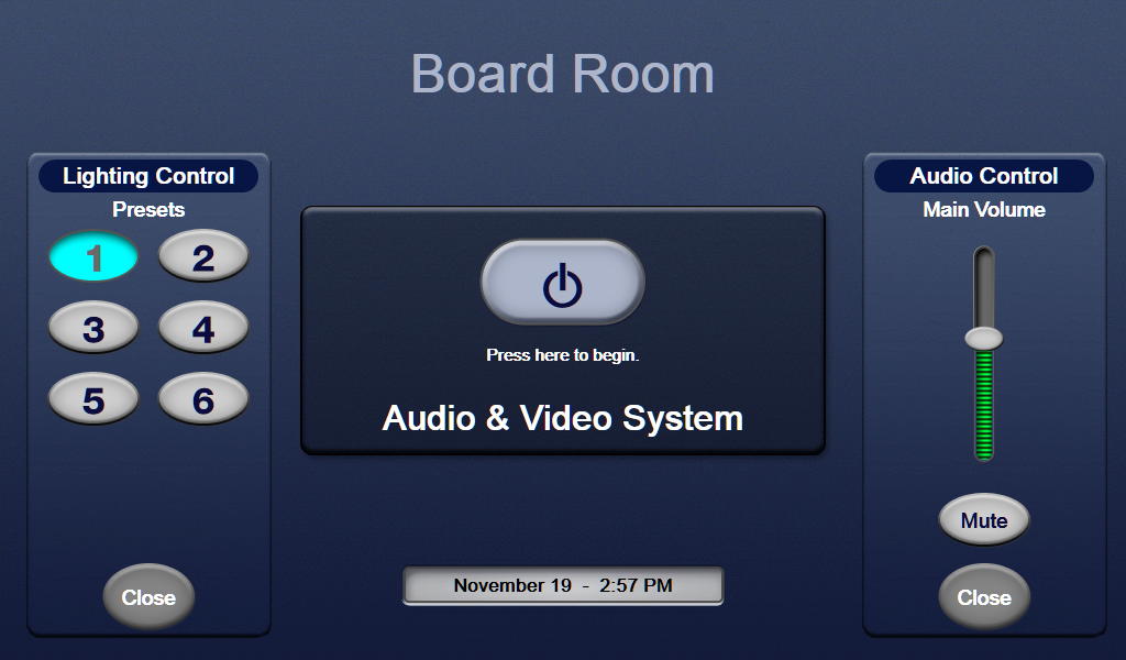 Speed template audio and video system screen